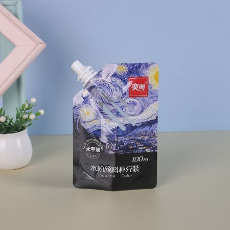 水粉顏料補充劑包裝吸嘴站立袋子異形塑料復(fù)合自立袋子定制